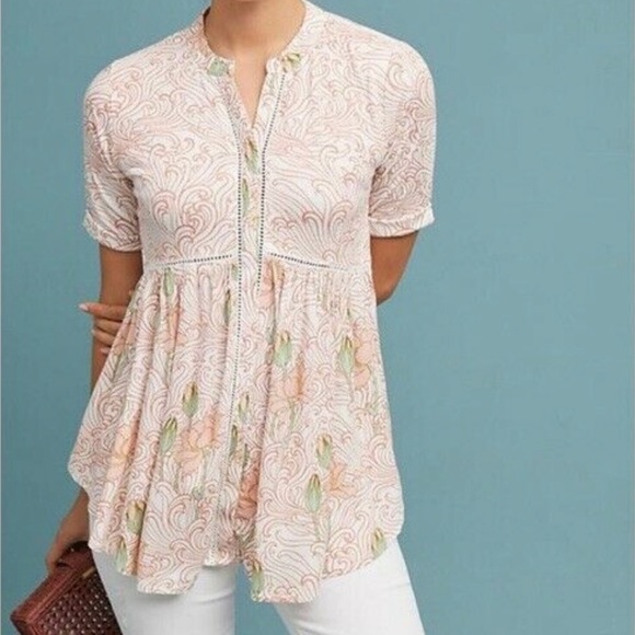 Anthropologie Akemi + Kin Veria Crinkle Rayon Blend Top - Picture 2 of 7